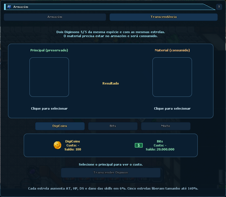Transcendência & tamanho no cliente atual do DigiMendes.